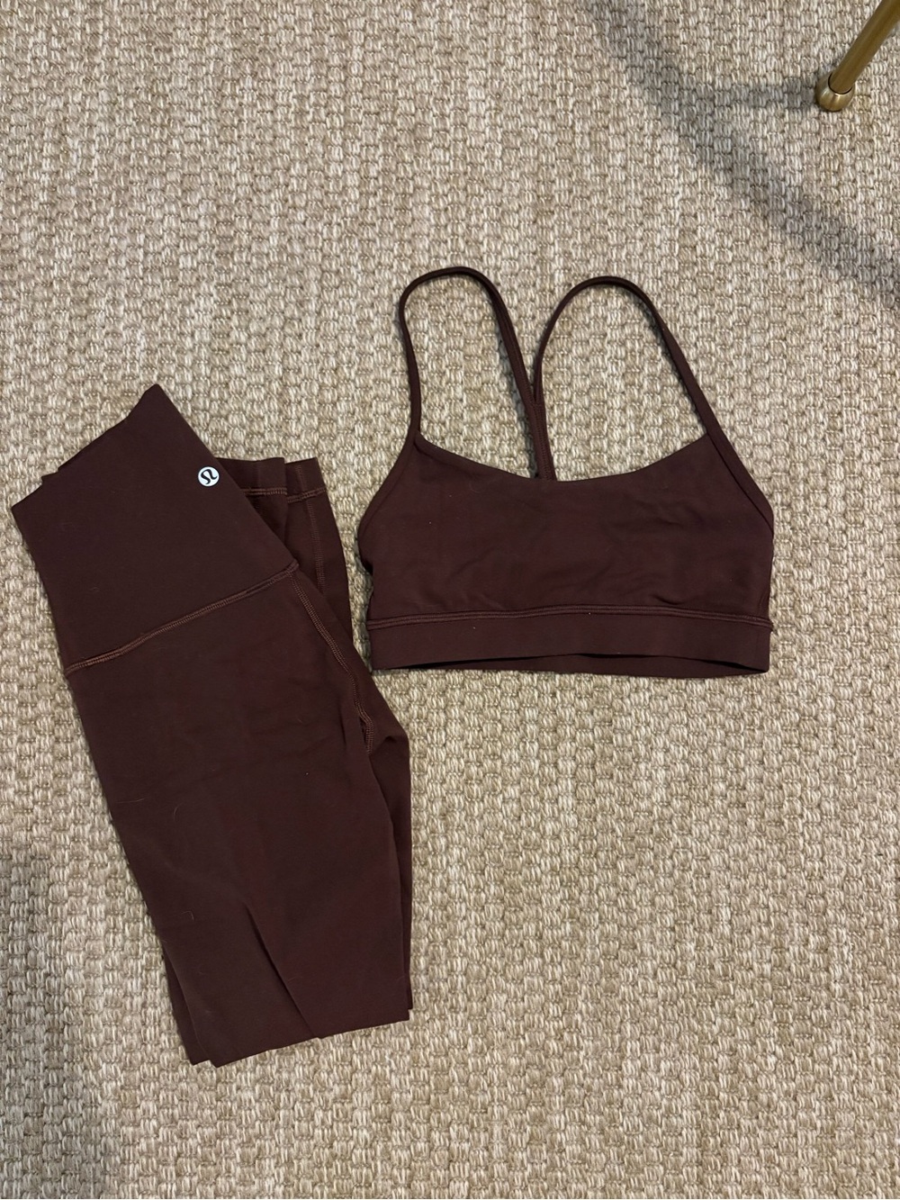 lululemon athletica Brown Leggings and Sports Bra Set